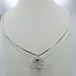 Vintage JOAN RIVERS Pill Box Necklace Statement Choker Collar Silver Plate 16"